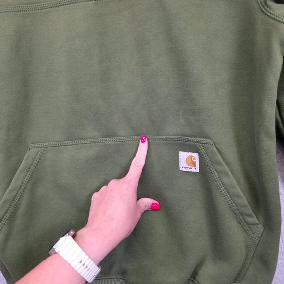 Carhartt Hoodie Mens M Green Loose Fit Rain Defender Utility Workwear Sweatshirt - Picture 5 of 15